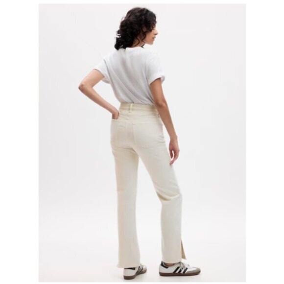 GAP High Rise '90s Original Straight Jeans SPLIT HEM Size 4/27 Color Tan Chino - Picture 4 of 6